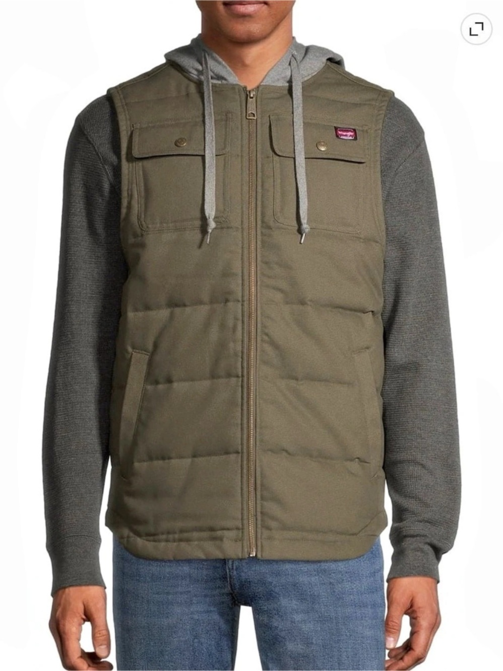 Wrangler Men's Quilted Hoodie Vest Green XL